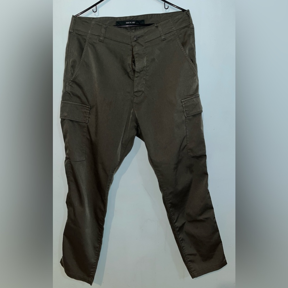 Sage De Cret designer cargo pants slacks - Olive/Army Green - 33